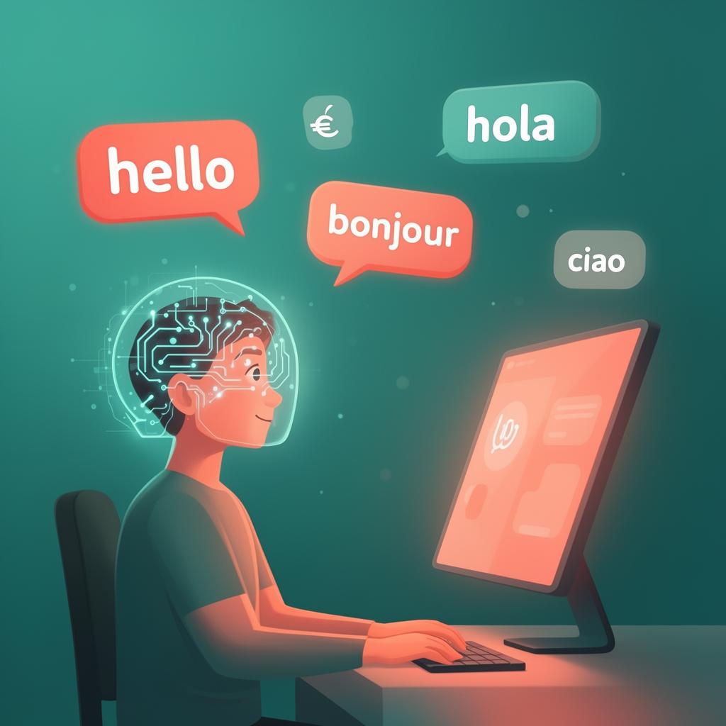 Pessoa a conversar com um tutor de idiomas com inteligência artificial